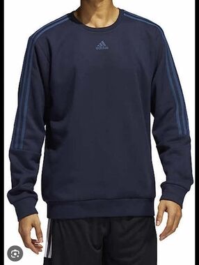 Adidas Essentials 3-Stripes Fleece Crewneck Pullover Size Medium